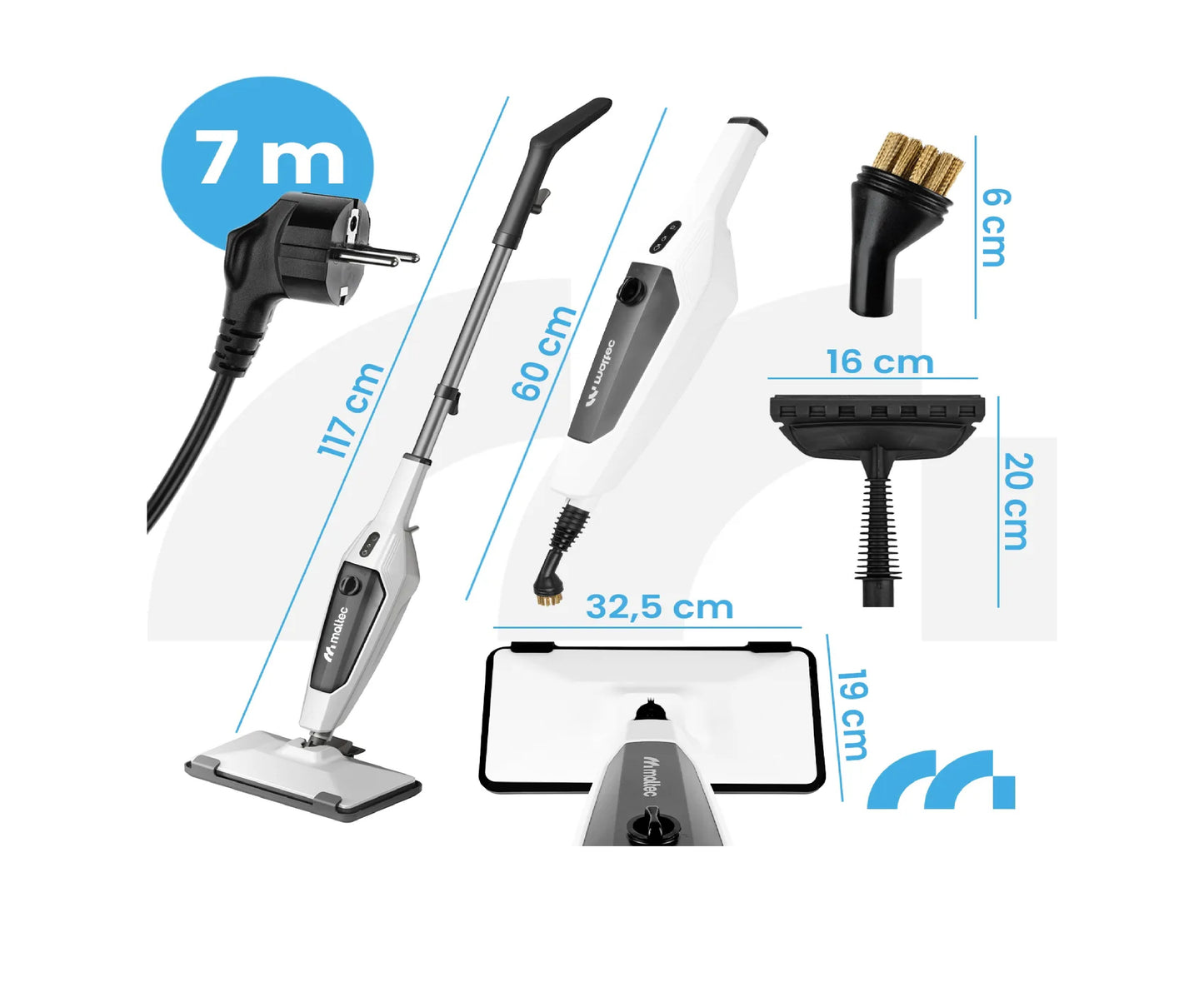 Mop electric multifunctional cu abur si accesorii SteamExpert HDS4600W, 2000 W, MalTec 113483