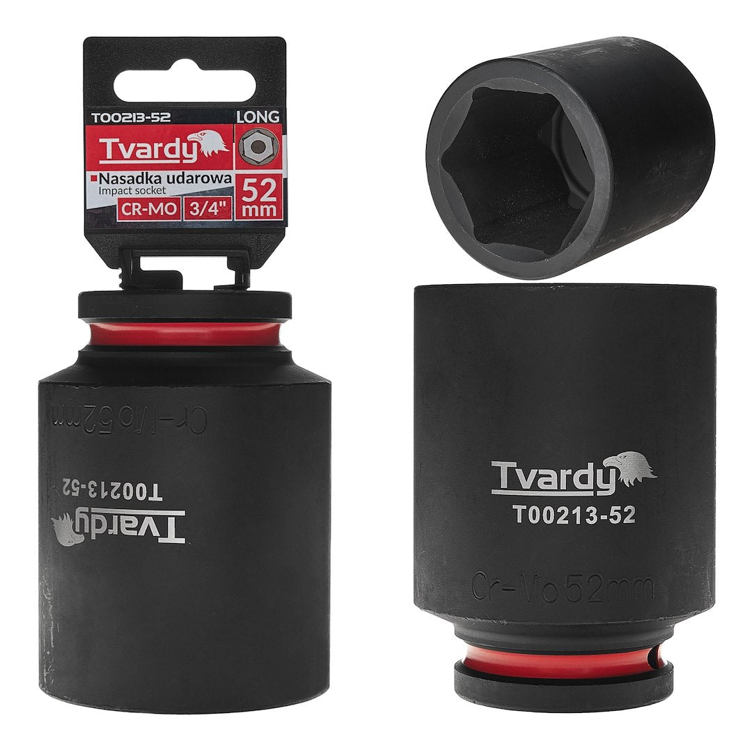 Cheie tubulara de impact in 6 puncte, 3 / 4", 52 mm, Cr-Mo, Tvardy T00213-52