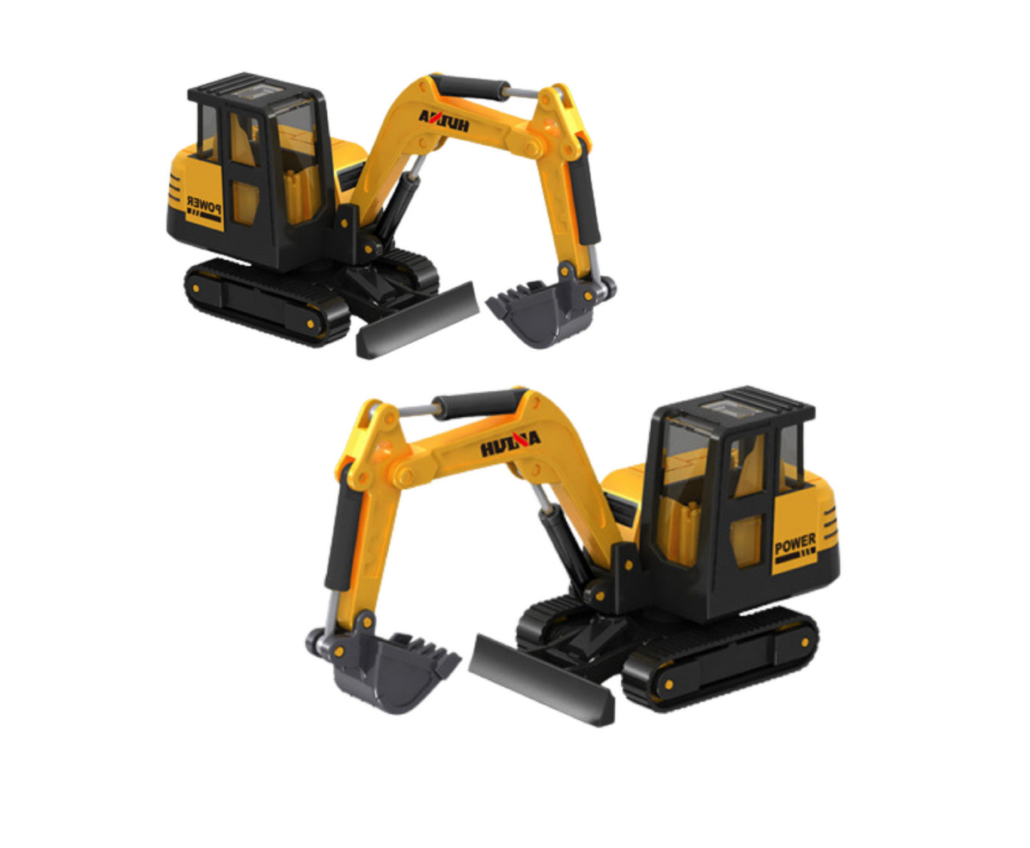 Figurina de colectie excavator pe senile, galben, 1:80, 8 x 4.5 x 3 cm, Lean 22732