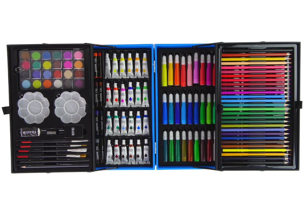 Trusa de pictura si desen, valiza cu model unicorn, 145 piese, Lean 12849