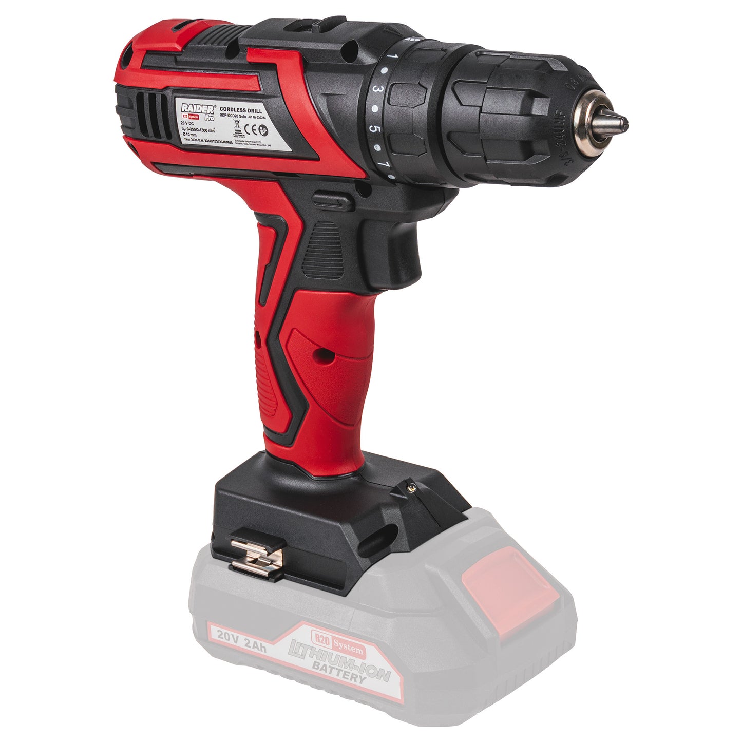 Masina de gaurit RDP-KCD20 Solo (fara acumulator si incarcator), 2 viteze, 10 mm, 44 Nm, Raider 030234