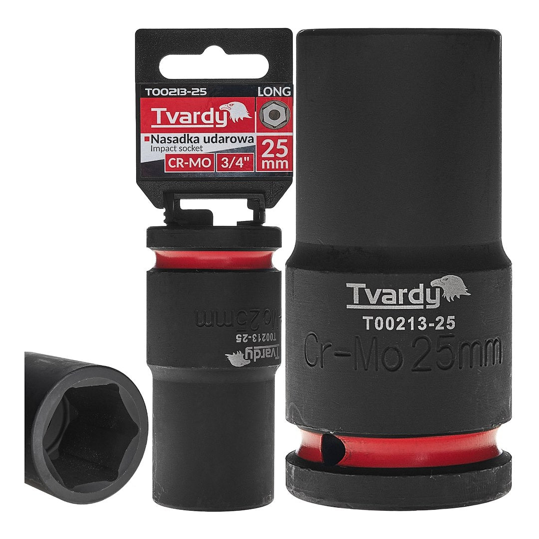 Cheie tubulara de impact in 6 puncte 3 / 4", 25 mm, Cr-Mo, Tvardy T00213-25