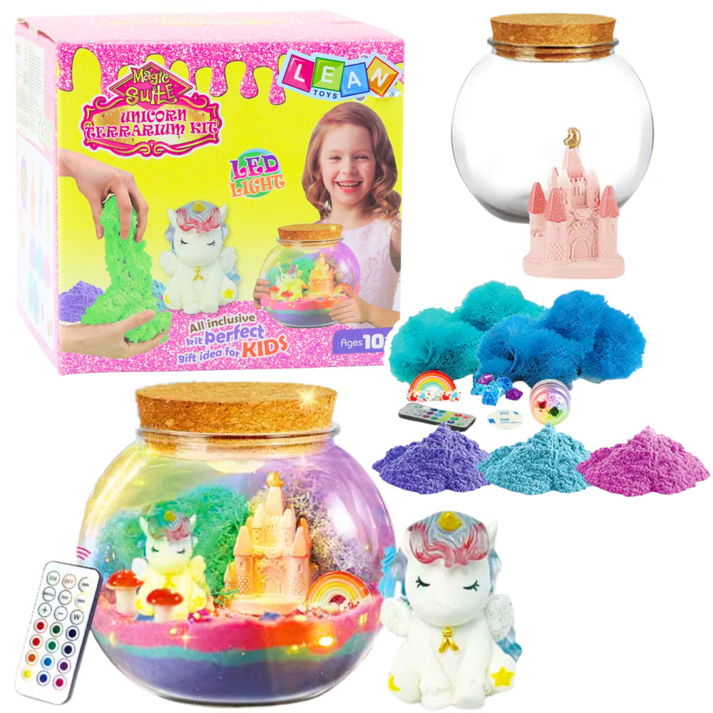Kit creativ pentru terariu cu lampa LED, unicorn si telecomanda, Lean 27393