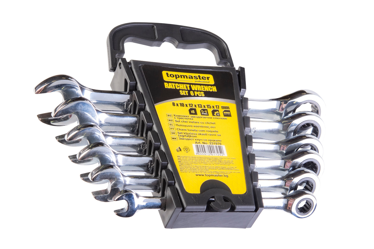 Set chei combinate cu clichet, 8-17 mm, Cr-V, 6 bucati, Topmaster 231970