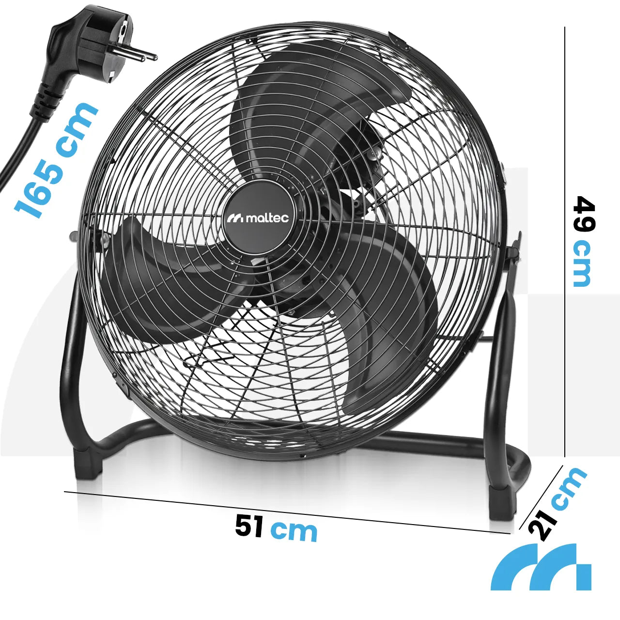 Ventilator de podea W-OC150WT BL, 45 cm, 80 W, MalTec 113256
