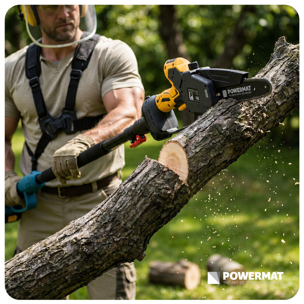 Brat telescopic pentru foarfeca de gradina cu acumulator, 107-166 cm, Powermat PM-SA-21V-WYS