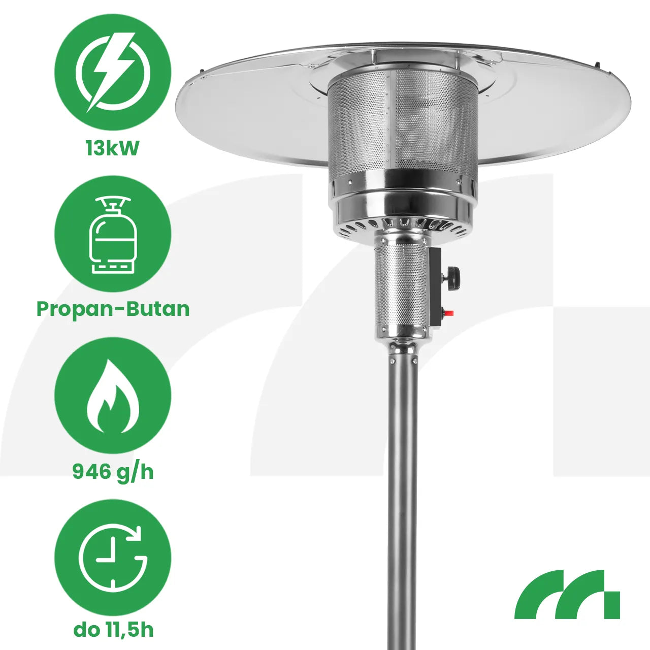Incalzitor de terasa pe gaz Zone GH155, 13 kW, suprafata de incalzire 20m², MalTec 112706