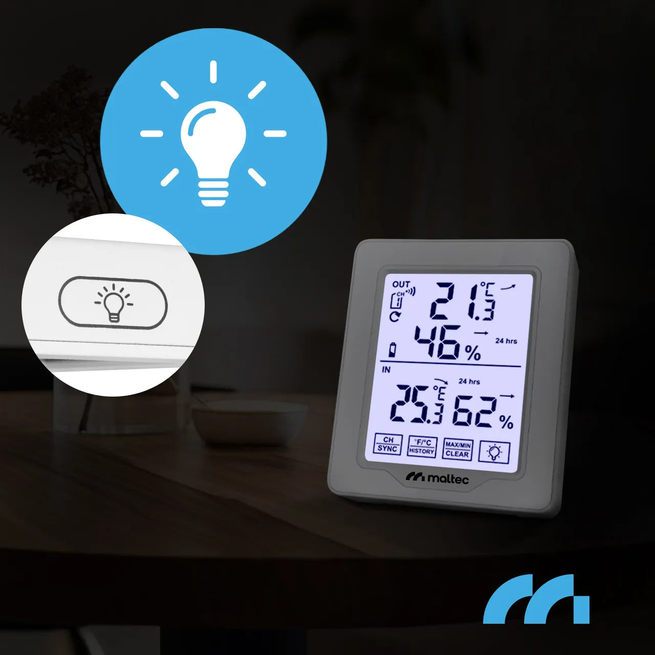 Statie meteo wireless cu termometru si hidrometru Daily600M, raza de actiune a senzorului 100 m, MalTec 112828
