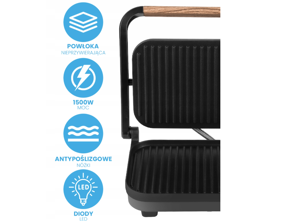 Sandwich maker electric tip grill SM1500W, placi ceramice antiderapante, MalTec 111867