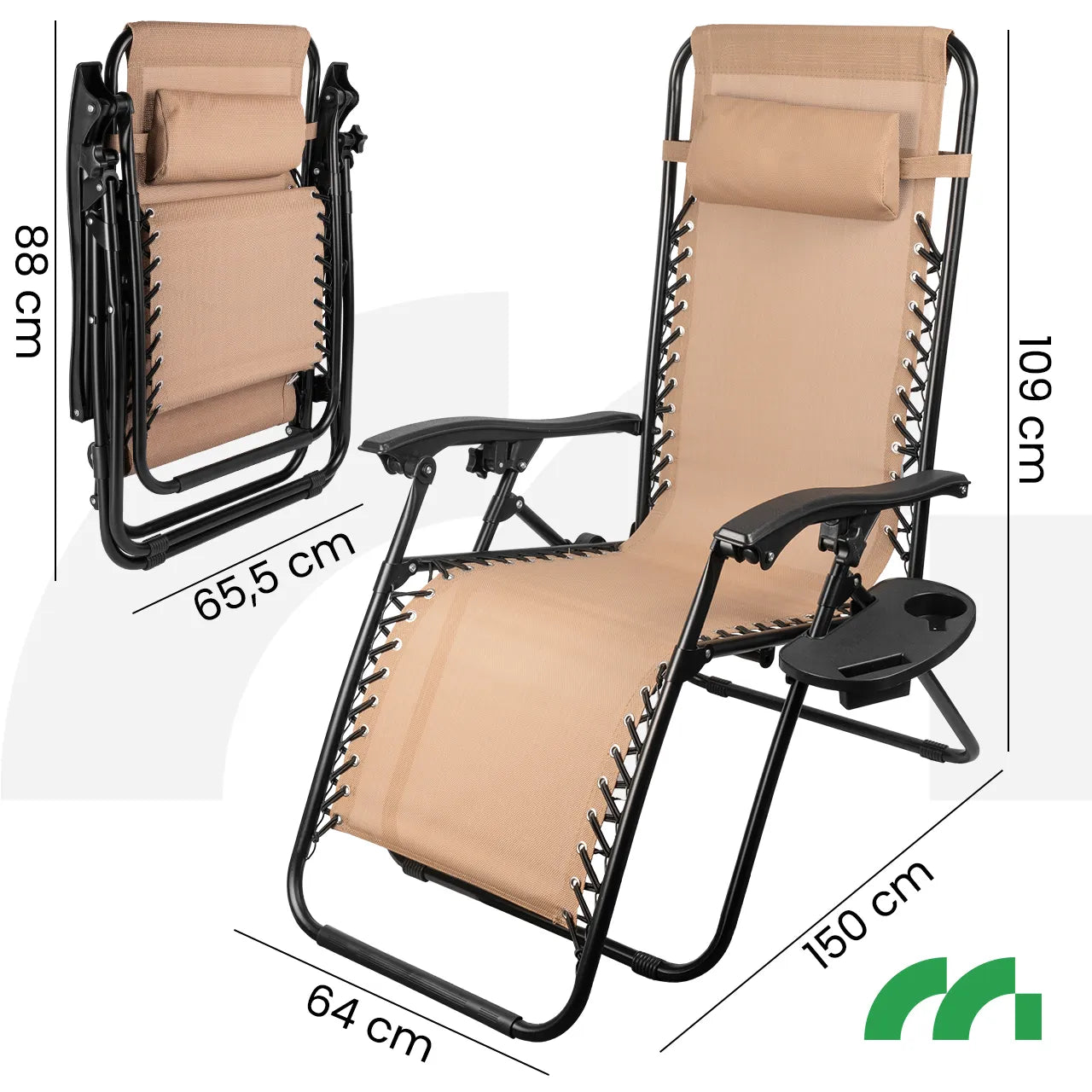 Sezlong pliabil de gradina, 110x67x88cm, capacitate maxima 150 kg, MalTec 112656