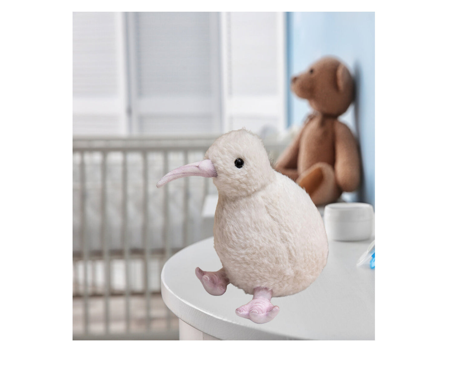 Jucarie de plus pasare kiwi, alb, 21 cm, Lean 13843