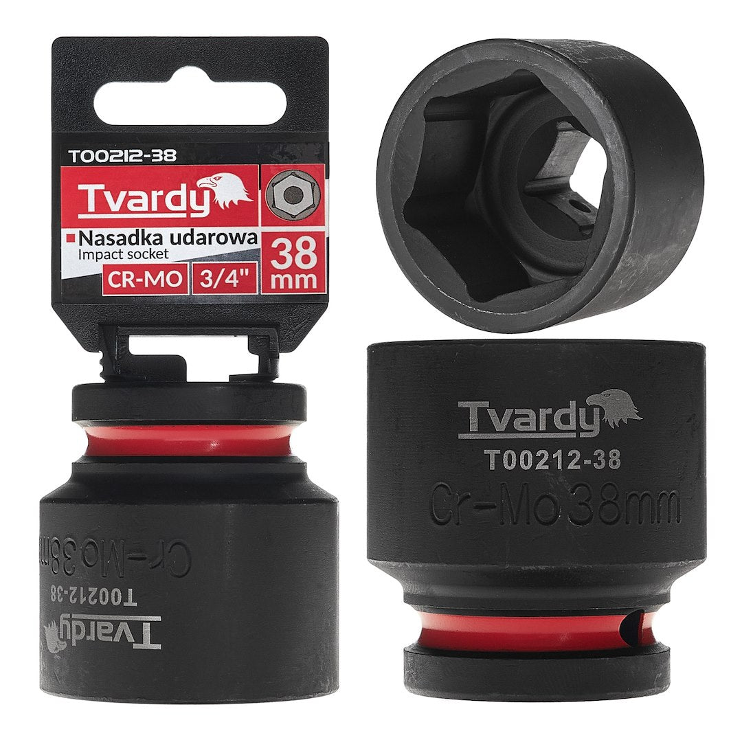 Cheie tubulara de impact in 6 puncte 3 / 4", 38 mm, Cr-Mo, Tvardy T00212-38