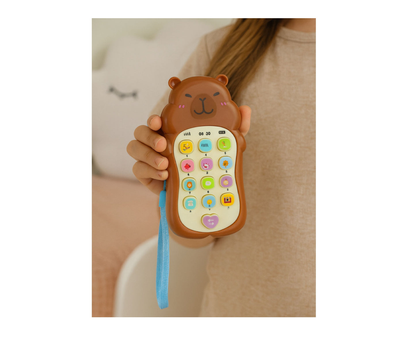 Telefon educational interactiv Capybara, efecte sonore si luminoase, 13.5 x 7 cm, Lean 28120
