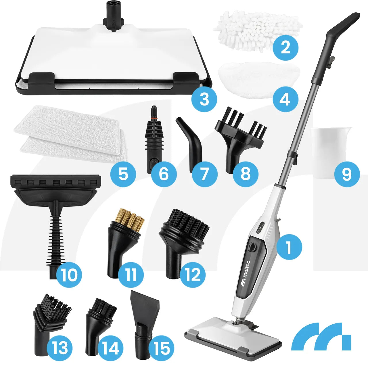 Mop electric multifunctional cu abur si accesorii SteamExpert HDS4600W, 2000 W, MalTec 113483