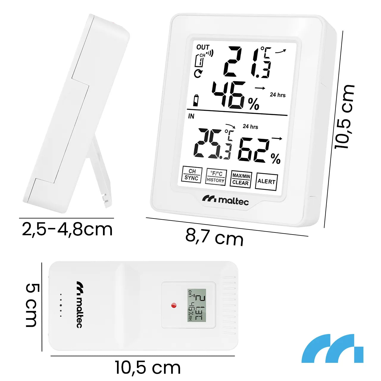 Statie meteo wireless cu termometru si hidrometru Daily600M, raza de actiune a senzorului 100 m, MalTec 112828