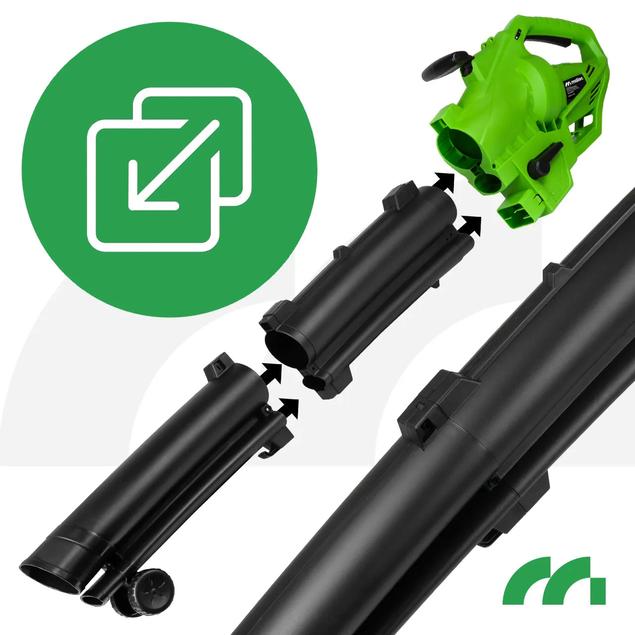 Suflanta de frunze electrica, functie de aspirator si tocator MasterBlow3500, 3500 W, MalTec 113560