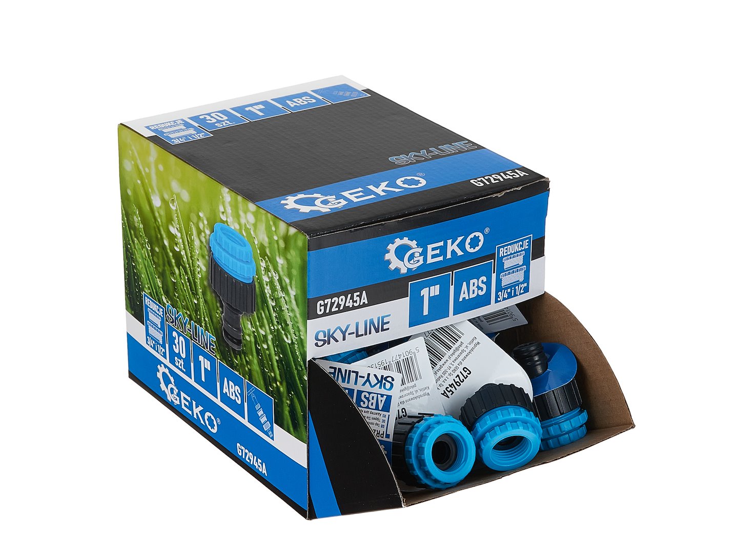 Set conectori de robinet Sky-Line de 1" cu reductie de la 3 / 4" si 1 / 2", 30 bucati, Geko G72945A