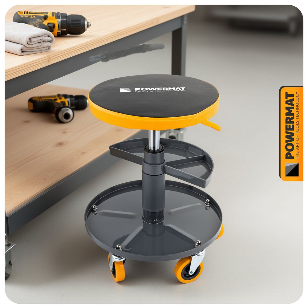 Scaun telescopic pentru atelier PM-SWA-150T, 400-520 mm, Powermat PM1455