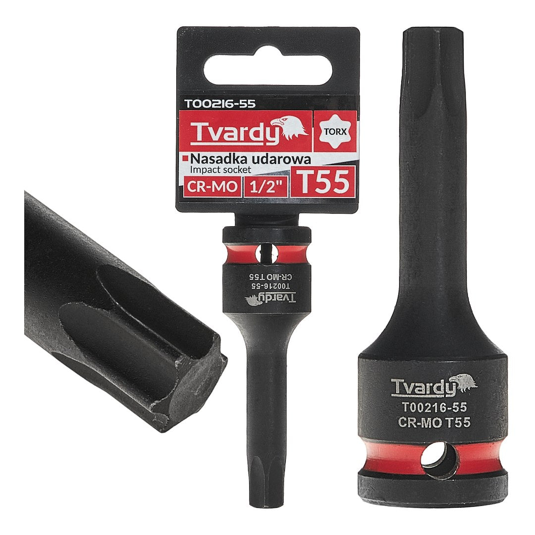 Cheie tubulara de impact TORX 1 / 2", T55, Cr-Mo, Tvardy T00216-55
