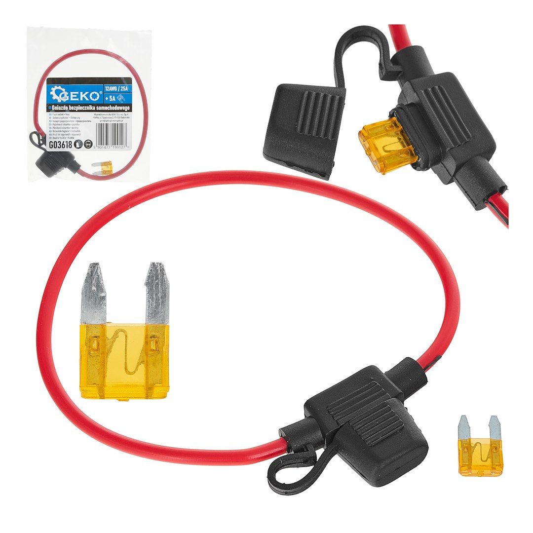 Soclu pentru siguranta auto, 19 mm, 25A + 5A, Geko G03618