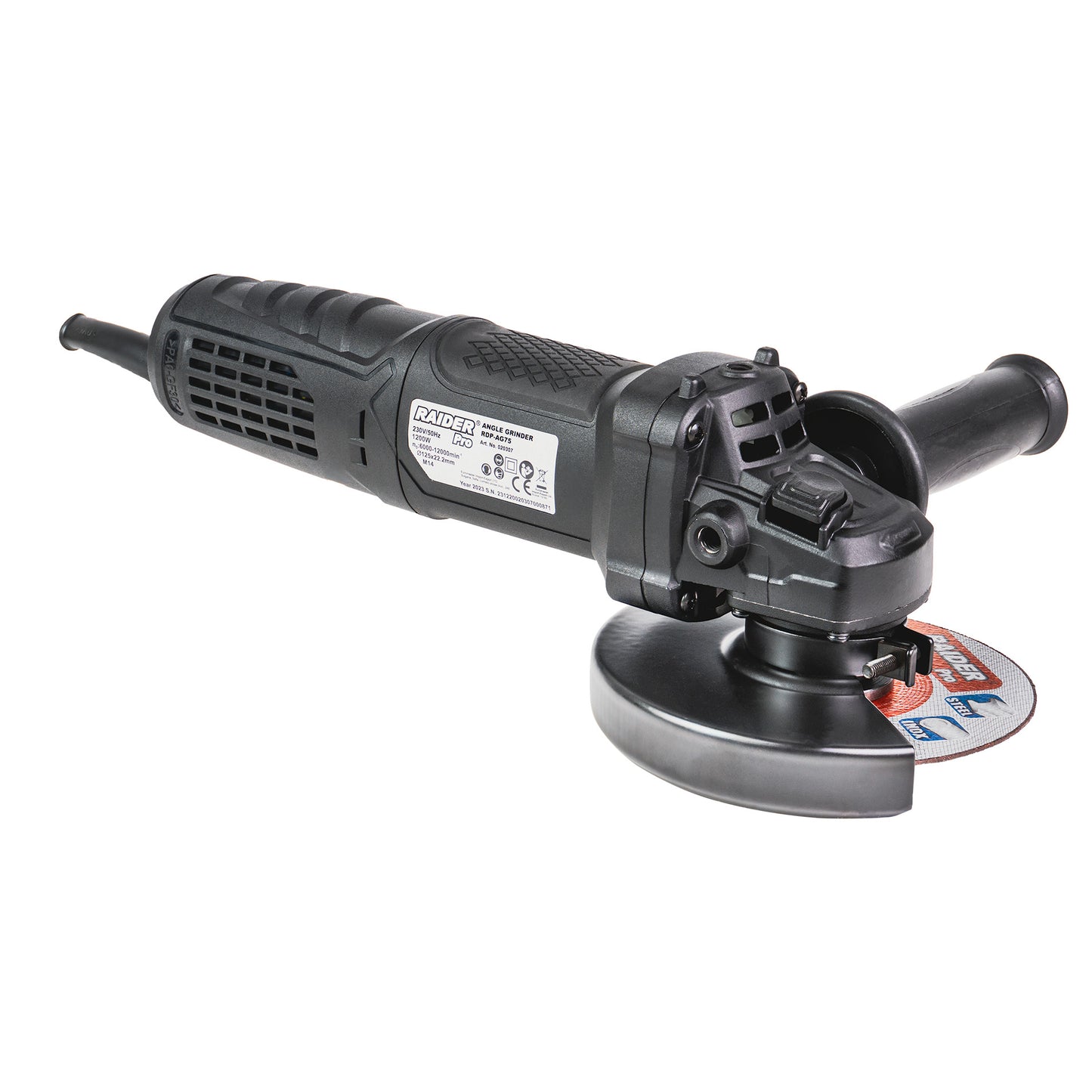 Polizor unghiular RDP-AG75 Black Edition, 1200 W, 125 mm, viteza variabila, Raider 020307