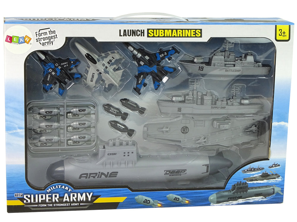 Set baza militara cu avioane, submarin, nave, bombe, Lean 9941