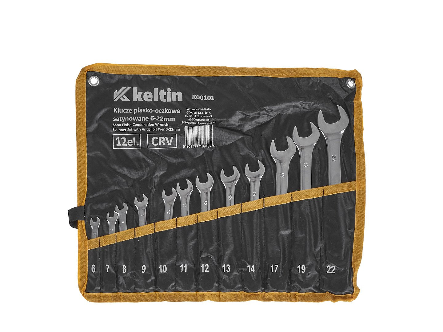 Set chei combinate cu finisaj satinat, 6-22 mm, Cr-V, 12 bucati, Keltin K00101