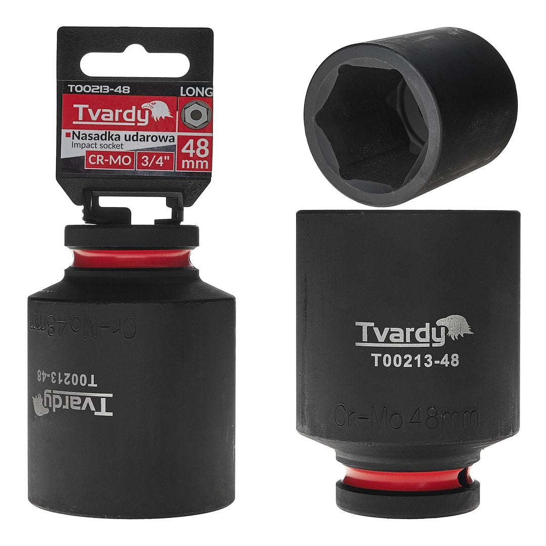 Cheie tubulara de impact in 6 puncte 3 / 4", 48 mm, Cr-Mo, Tvardy T00213-48
