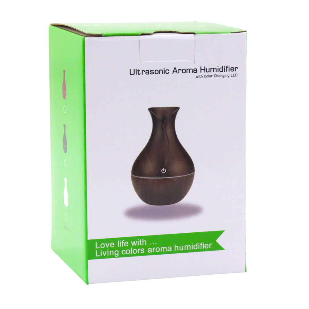 Umidificator de aer cu difuzor aromaterapie, imitatie lemn, 130 ml, Lean 26784