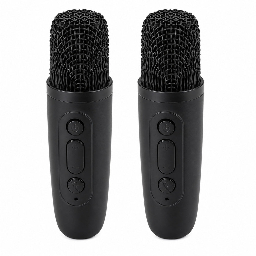 Set karaoke cu difuzor Bluetooth cu 2 microfoane si lumini LED, negru, Lean 31082