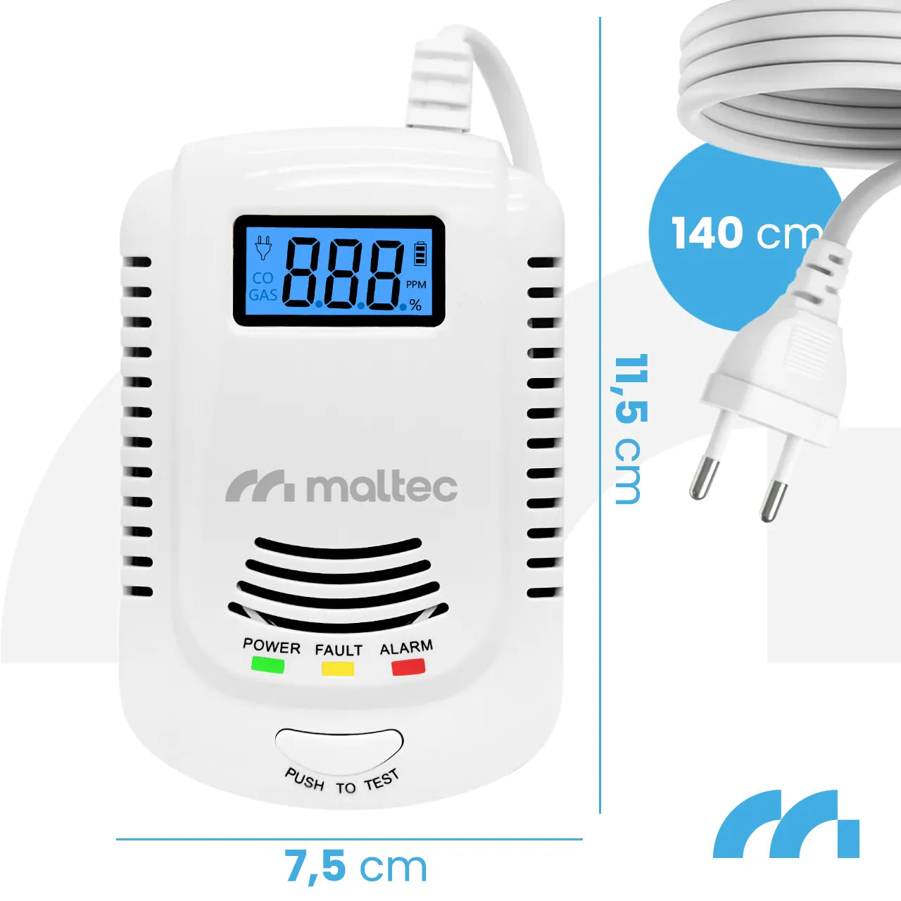 Detector 2 in 1 pentru gaz si GPL SafeSensor3000, afisaj LED, MalTec 113562