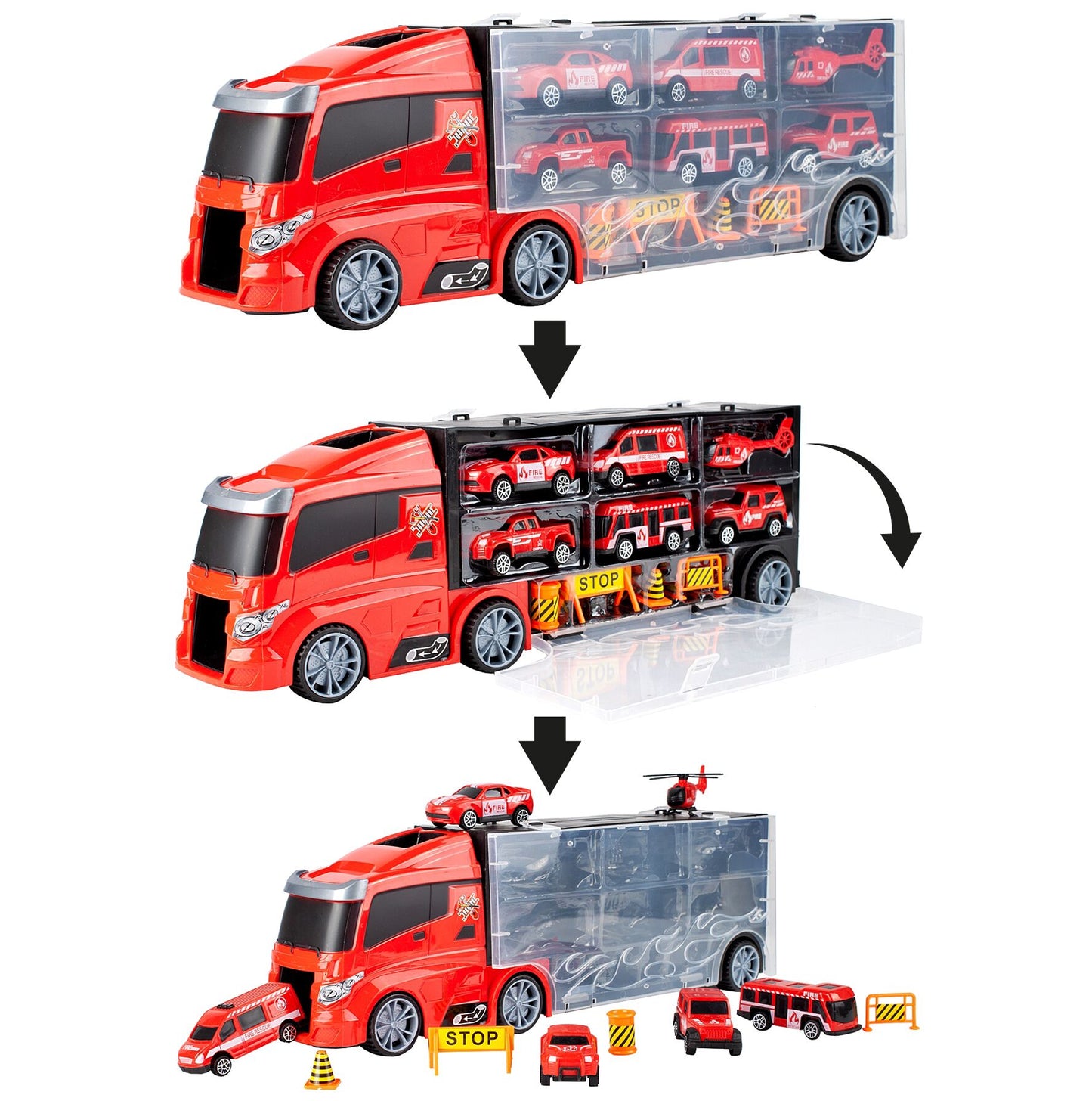 Set camion cu 6 vehicule pompier, MalPlay 108441