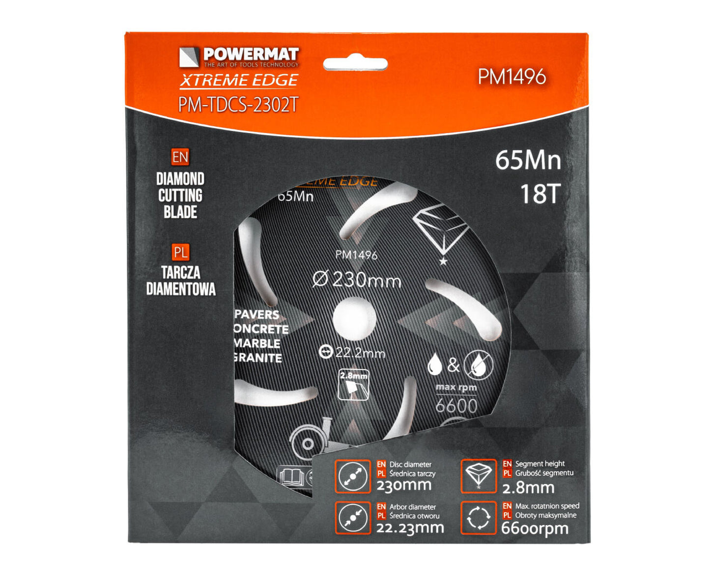 Disc diamantat segmentat PM-TDCS-2302T, 230 mm, Powermat PM1496