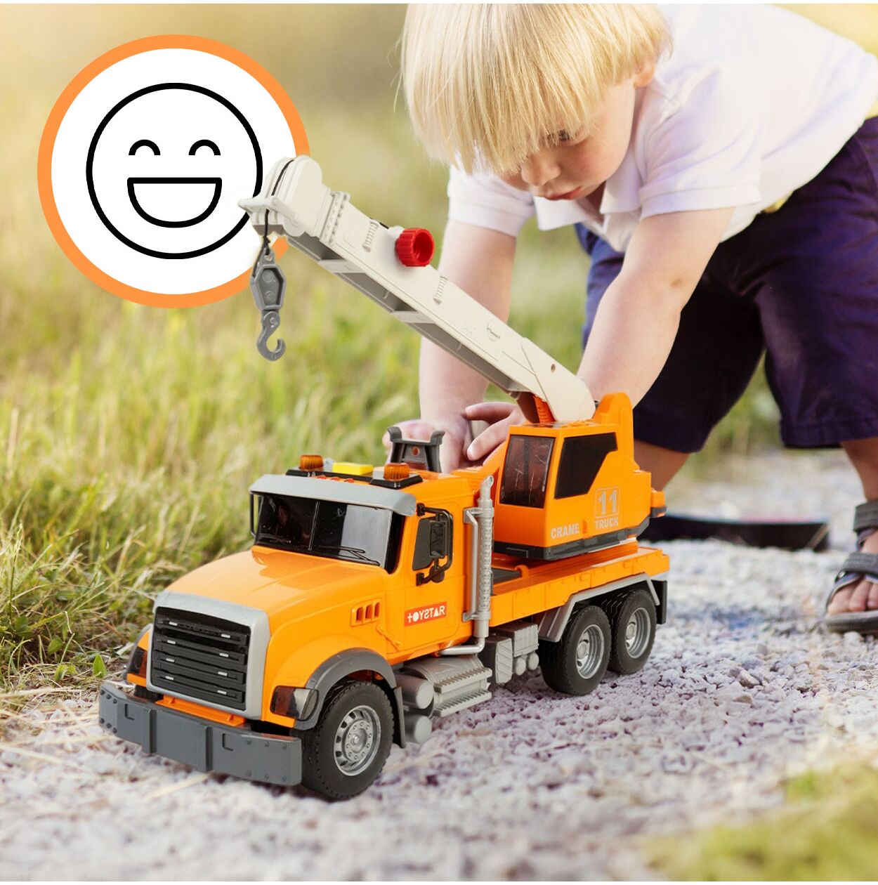 Macara de jucarie pentru copii, rotire 360 de grade, lumini intermitente si sunete realiste, scara 1:14, MalPlay 113599