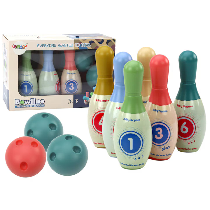 Set popice bowling, 6 piese, multicolor, 19.5 x 6.5 x 6.5 cm, Lean 17518