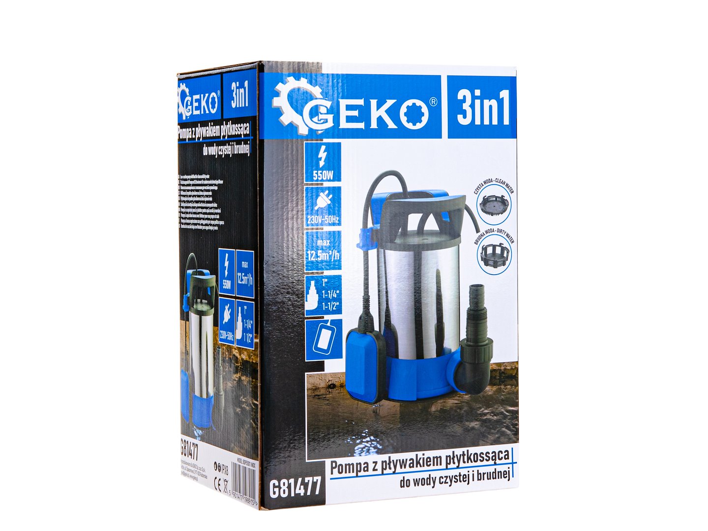 Pompa submersibila cu plutitor 3 in 1, 550 W, Geko G81477