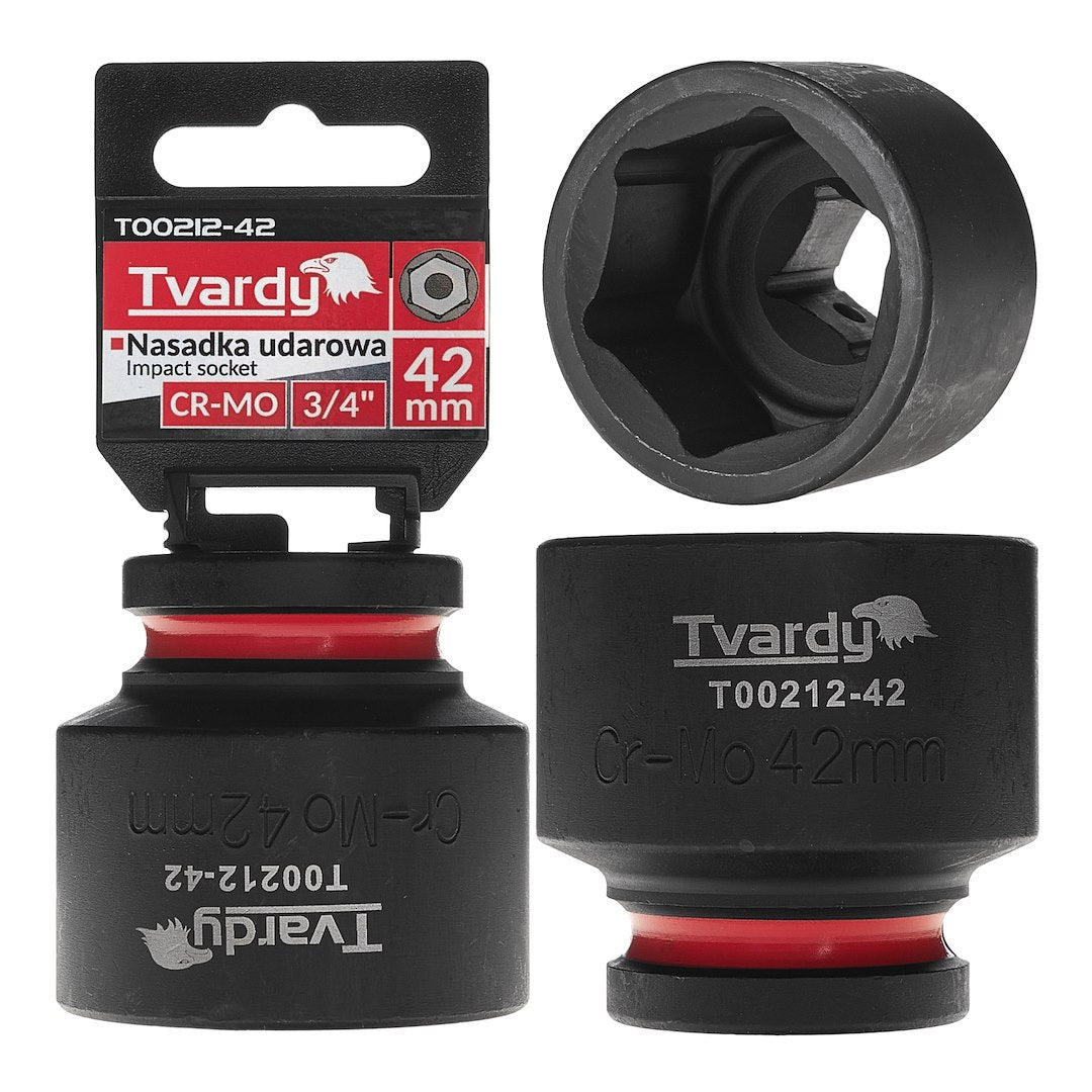 Cheie tubulara de impact in 6 puncte 3 / 4", 42 mm, Cr-Mo, Tvardy T00212-42