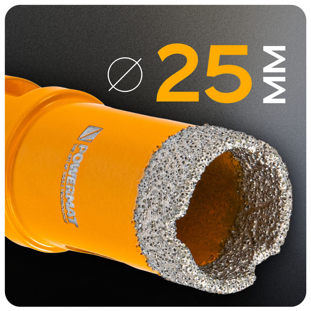 Carota diamantata pentru gresie PM-DWK-25M14M, 25 mm, Powermat PM1571