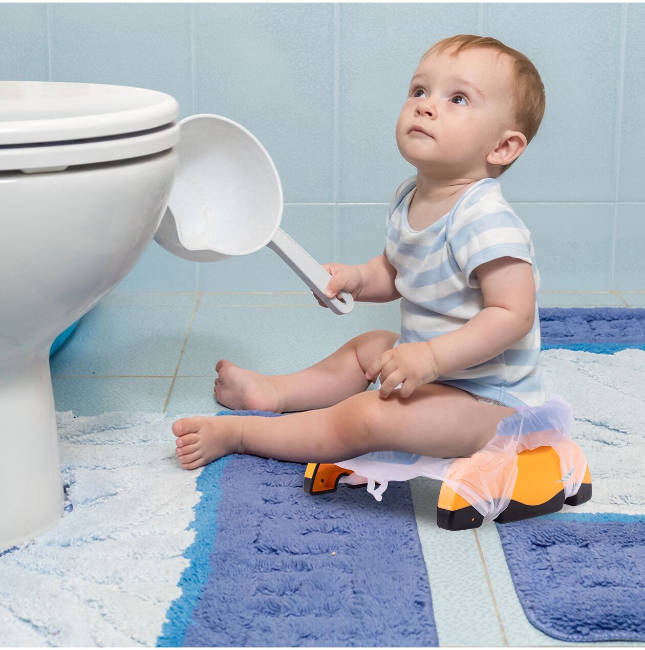 Olita portabila 2 in 1 pentru copii (suport toaleta si olita), albastru, MalPlay 111555