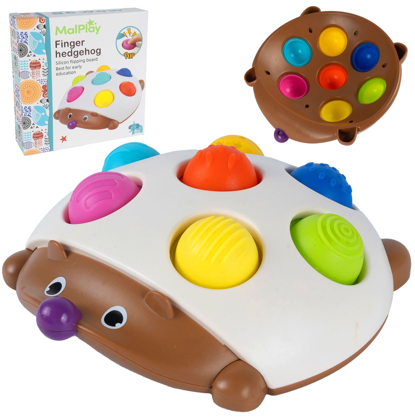 Jucarie senzoriala Pop-It arici, 16cm x 15.5cm x 4cm, MalPlay 111573