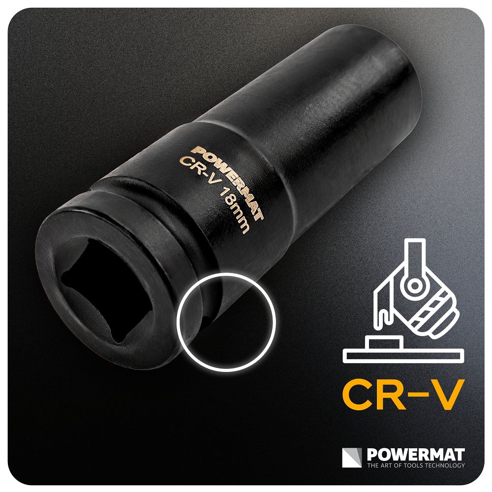 Set chei tubulare de impact PM-ZNU-1032T, 10-32 mm, 1 / 2", 15 bucati, Powermat PM1383