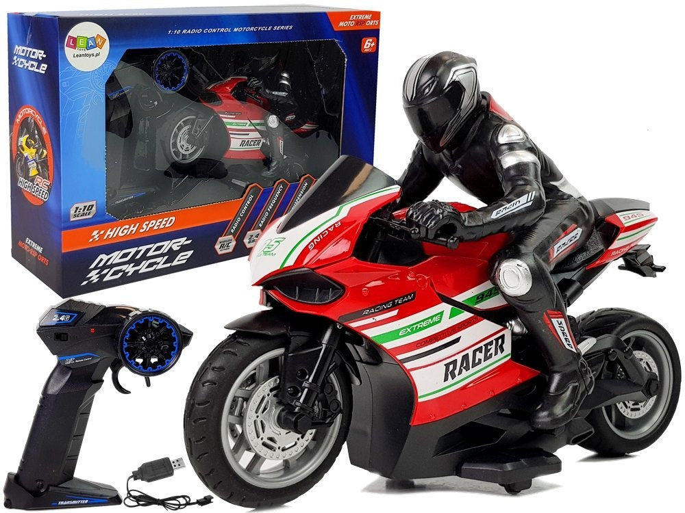 Motocicleta rosie sport cu telecomanda, Lean 9071