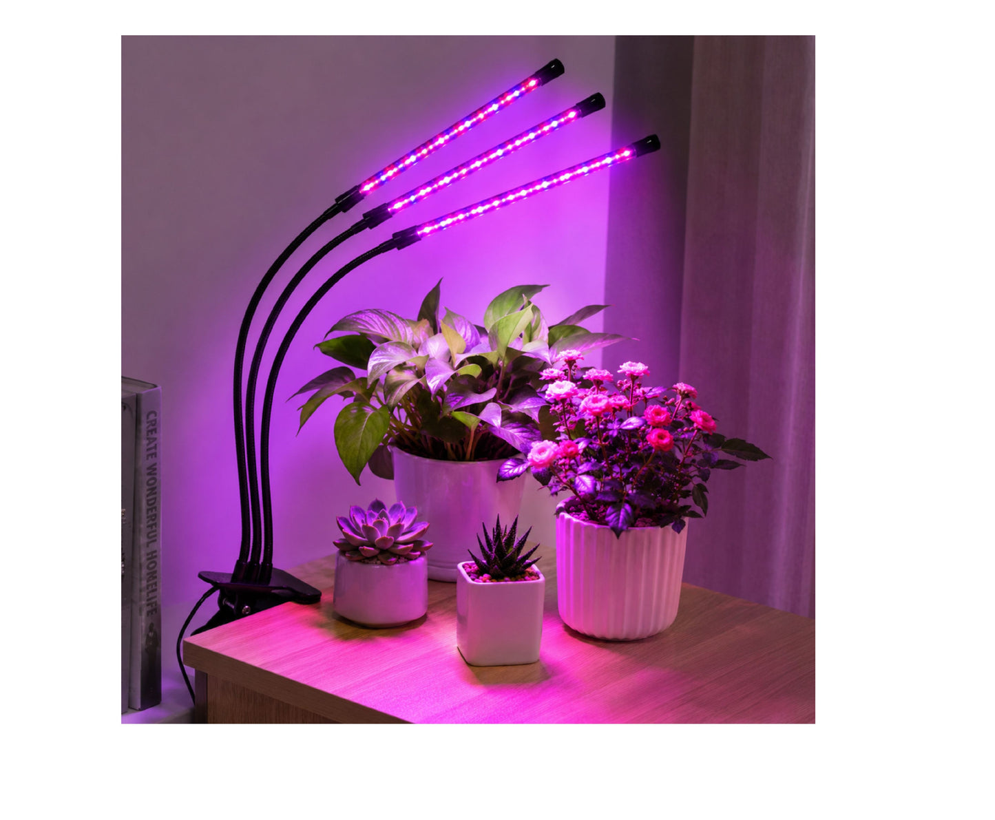 Lampa LED pentru plante cu suport si telecomanda, lumina roz, Lean 29305