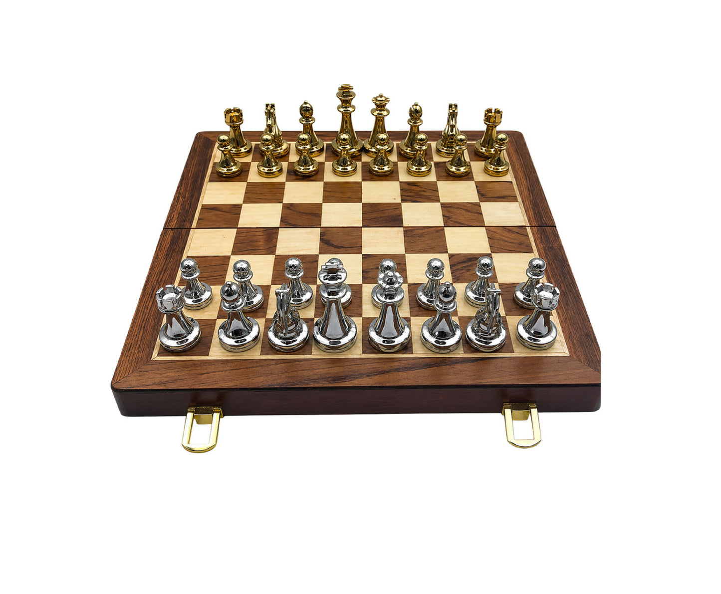 Joc de sah pliabil cu piese metalice, 29,5 x 29,5 x 3 cm, Lean 31099