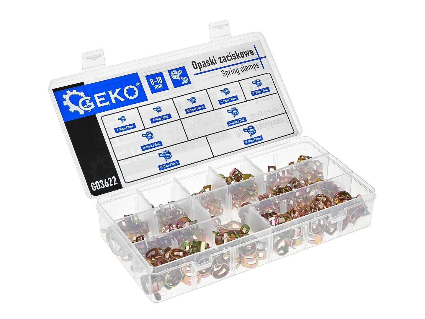 Set cleme pentru cabluri, 8-18 mm, 135 bucati, Geko G03622