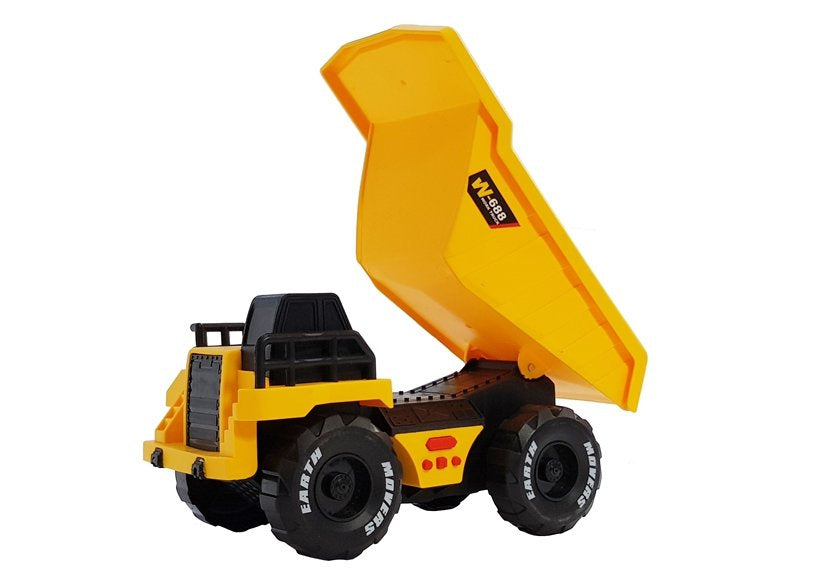Camion de jucarie cu basculanta cu efecte sonore si luminoase, 25 x 13 x 14 cm, galben / negru, Lean 5644