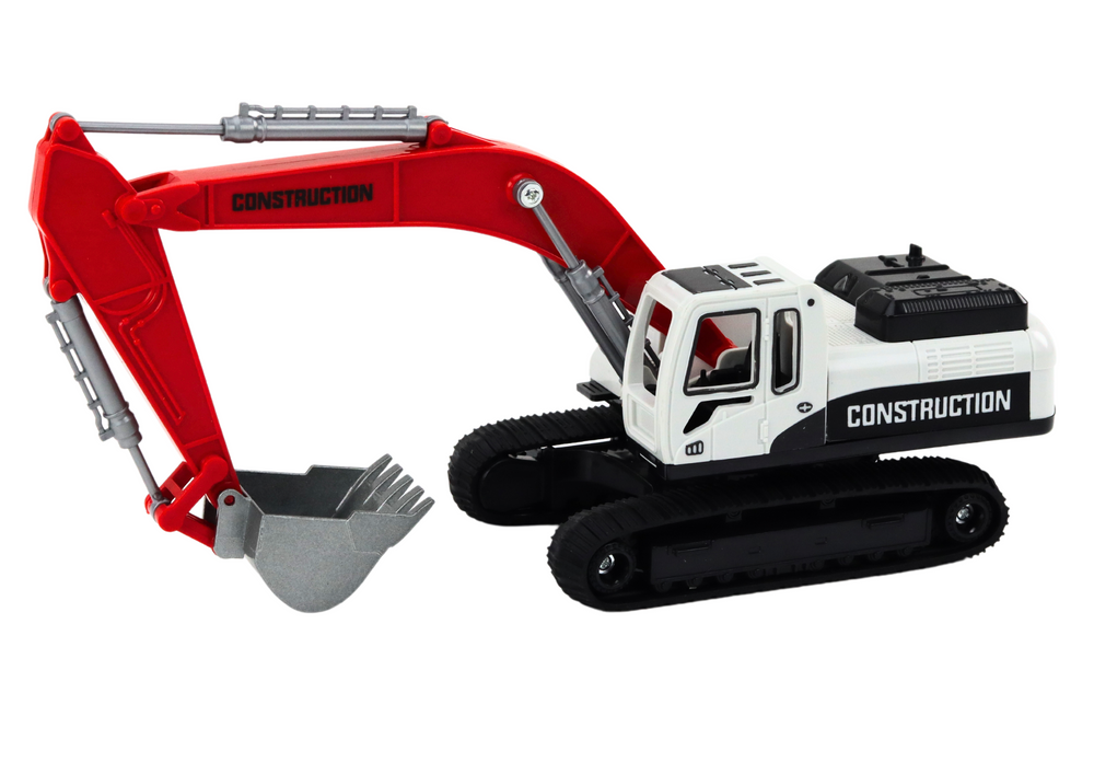 Jucarie excavator pe senile, alb / rosu, Lean 18804