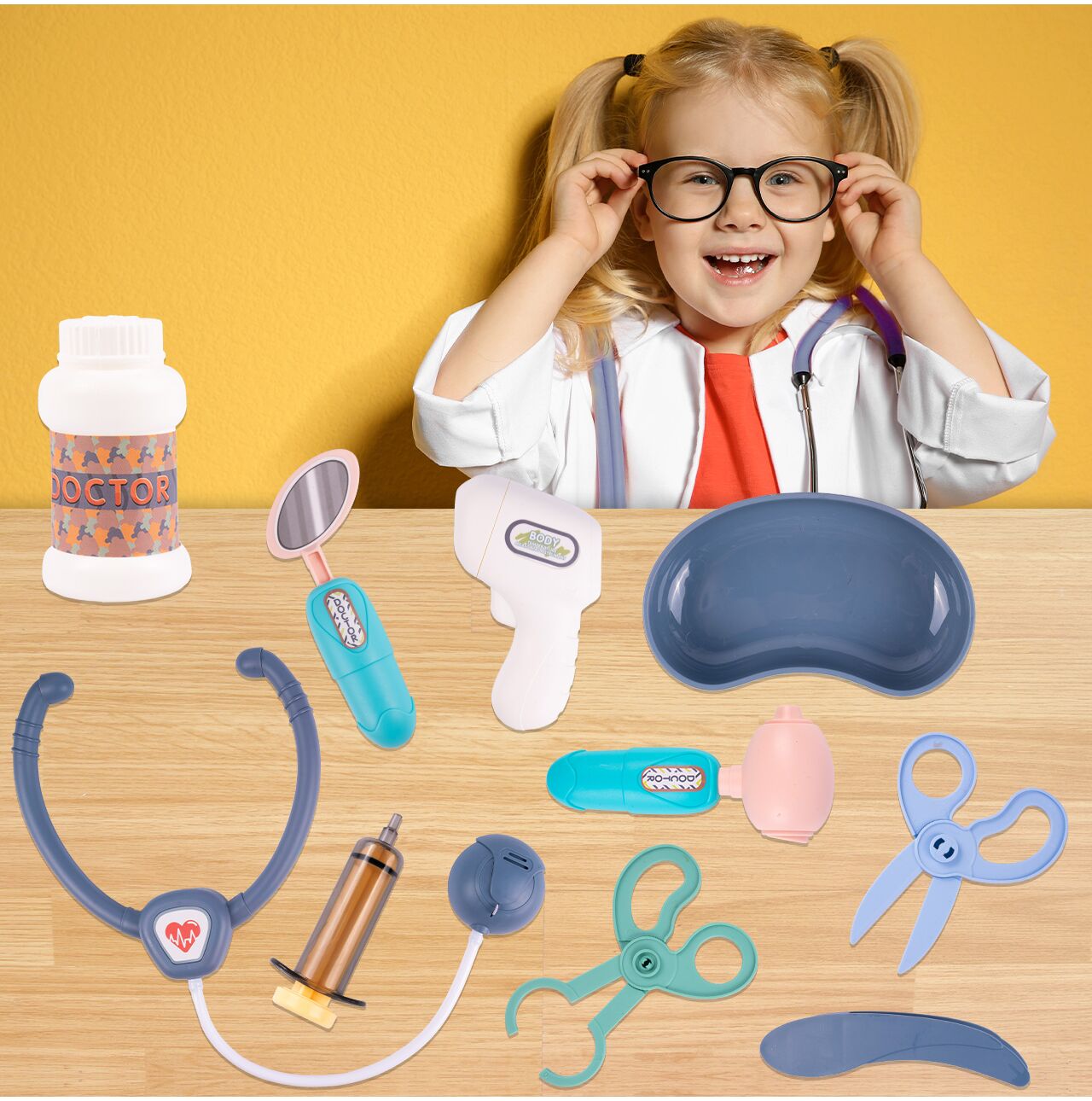 Set de joaca carucior medical mobil pe roti, 15 accesorii esentiale incluse, efecte sonore, 56.5 x 23 x 20 cm, MalPlay 110264