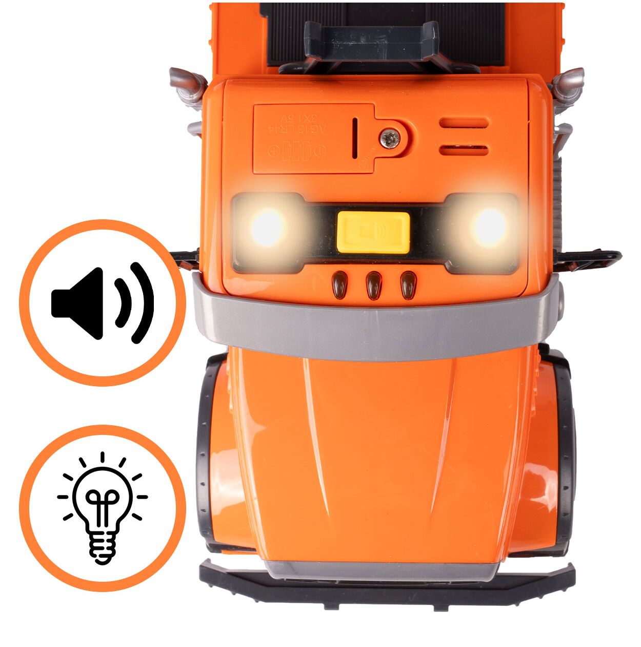 Macara de jucarie pentru copii, rotire 360 de grade, lumini intermitente si sunete realiste, scara 1:14, MalPlay 113599