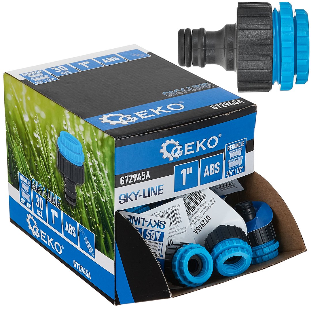 Set conectori de robinet Sky-Line de 1" cu reductie de la 3 / 4" si 1 / 2", 30 bucati, Geko G72945A